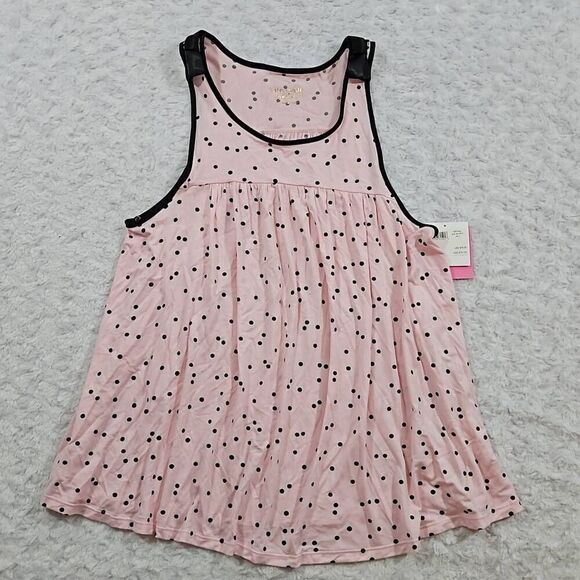 Kate Spade Scattered Dot Cropped Pink Black Polka Dot PJ Top Womens Size Small - Picture 1 of 8